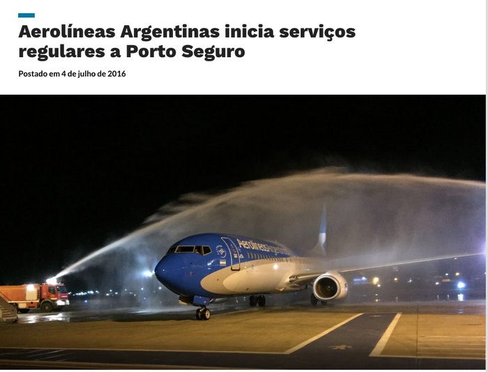 Aerolíneas Argentinas comenzó a volar a Porto Seguro Sir Chandler