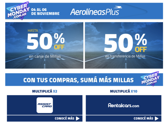 Cyber Monday Aerolíneas Argentinas con las cuotas, descuento en canjes