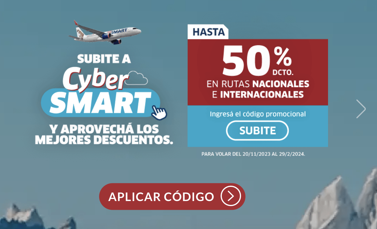 Cyber Blue Jetsmart pone código de descuento para los vuelos del